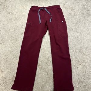 Figs Maroon Straight Leg Scrub Bottom